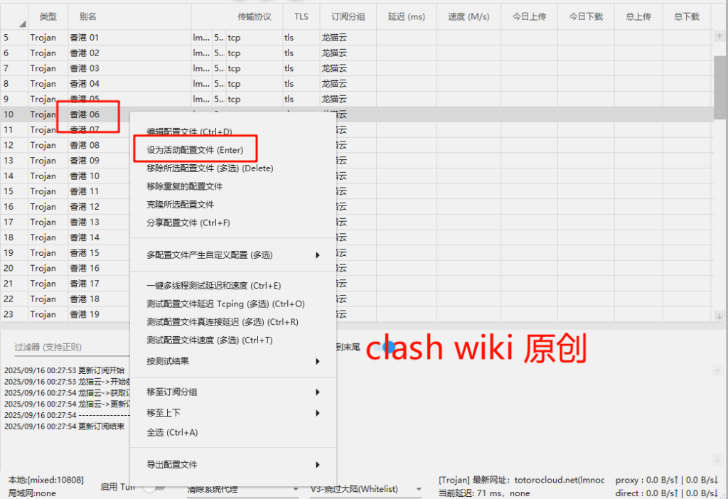v2rayN 设置活动配置文件