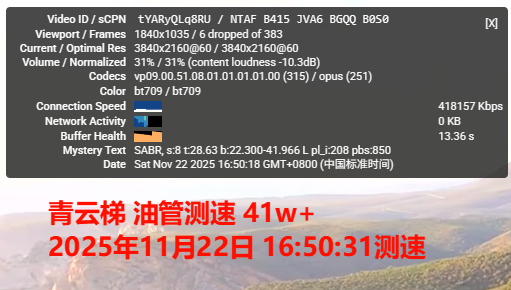 青云梯油管测速41w+ 截图